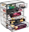 Sorbus Acrylic Makeup Organizer - Organization and Storage Case for Cosmetics Make Up & Jewelry - Big Clear Makeup Organizer for Vanity, Bathroom, College Dorm, Closet, Desk (3 Large, 4 Small Drawers)
