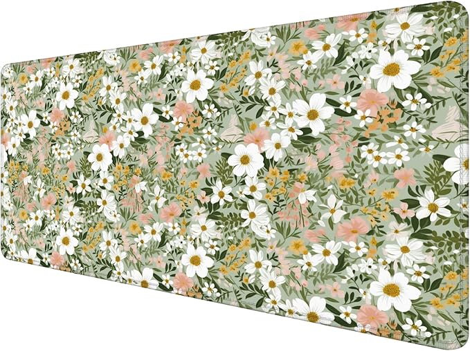 Rustic Wildflower Floral Large Mouse Pad 31.5x15.7inch, Cottagecore Botanical Flower Large Extended Computer Desk Mat Mousepad for Keyboard and Mouse, Floral Desk Accessories
