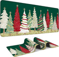 Christmas Tree - Green Gaming Mouse Pad 35.4"x15.7"Desk Mat Anti-Slip Rubber Base & Durable Stitched Edges for Gamers Smooth Mouse Writing Surface for Desk Office/Home