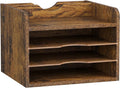 Snughome Vintage Wood File Organizer Desktop, 13.7‘’ Document Letter Mail Tray Sorter with 3 Adjustable Shelves, Wooden Desktop Paper File Sorter Holder for School Home Office Supplies (Rustic Brown)