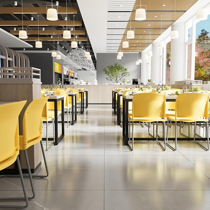 Flash Furniture HERCULES Series 880 lb. Capacity Yellow Full Back Contoured Stack Chair with Gray Powder Coated Sled Base