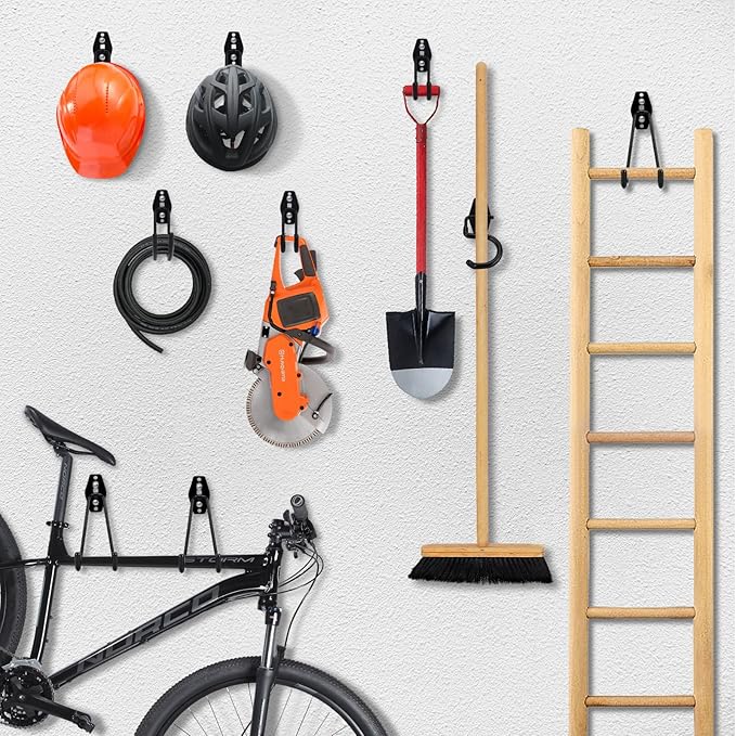 32 Pack Garage Hooks Heavy Duty,Utility Steel Garage Storage Hooks,Wall Mount Garage Hanger&Organizer for Organizing Power Tools,Ladders,Bulk Items,Bikes,Ropes and More Equipment