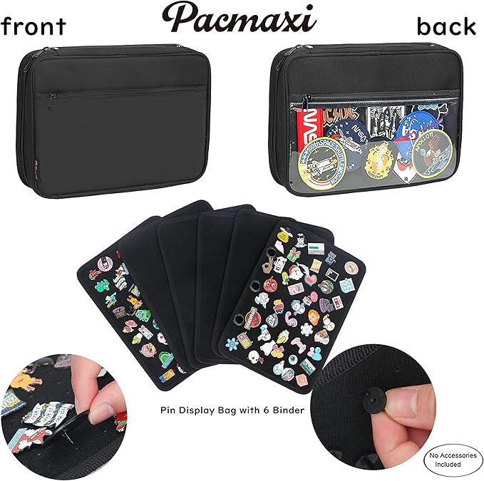 Enamel Pin Display Pages Pin Carrying Case, Pins Collection Storage Organizer Case, Travel Brooch Pin Display Bag (Pins Not Included)