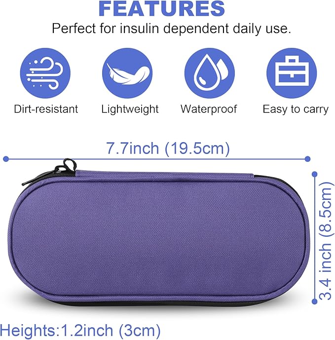 Insulin Pen Cooler Travel Case with TSA Approved Ice Packs,Diabetic Medication Insulated Cool Organizer,Insulin Pen and Other Diabetic Supplies, for the Daily Life and Trip Purple