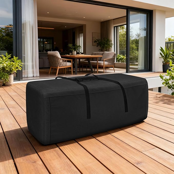 Porch Shield Outdoor Cushion Storage Bag 62 inch Waterproof Outside Storage Bags for Patio Furniture with Zippers and Handles Black