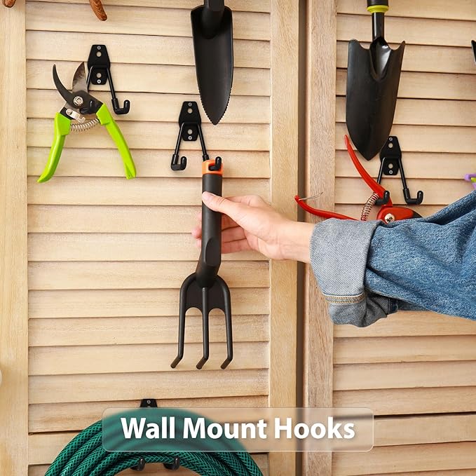 Garage Hooks with Anti-Slip Coating,Heavy Duty Wall Mount Storage Hooks for Hanging Bike,Hose,Ladder,Yard,Garden Tools (4 Pack Black 4.5x2.75 inch)
