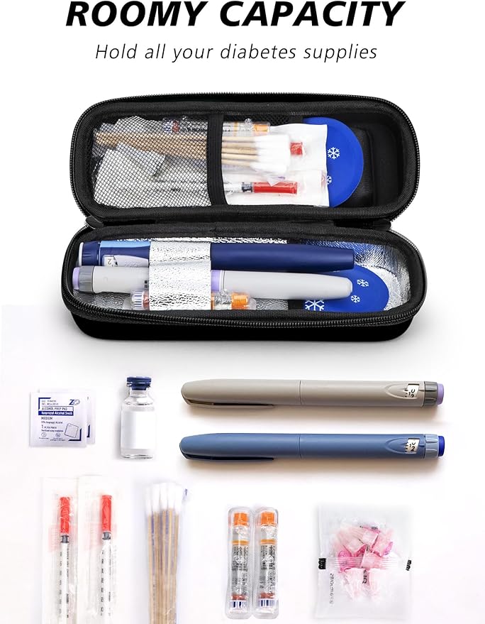 YOUSHARES Insulin Cooler Travel Case with Temperature Display - Refrigerated Medicine Cooling Bag with 2 TSA Approved Ice Pack, Medication Pen Diabetic Supplies Organizer for Trip and Daily