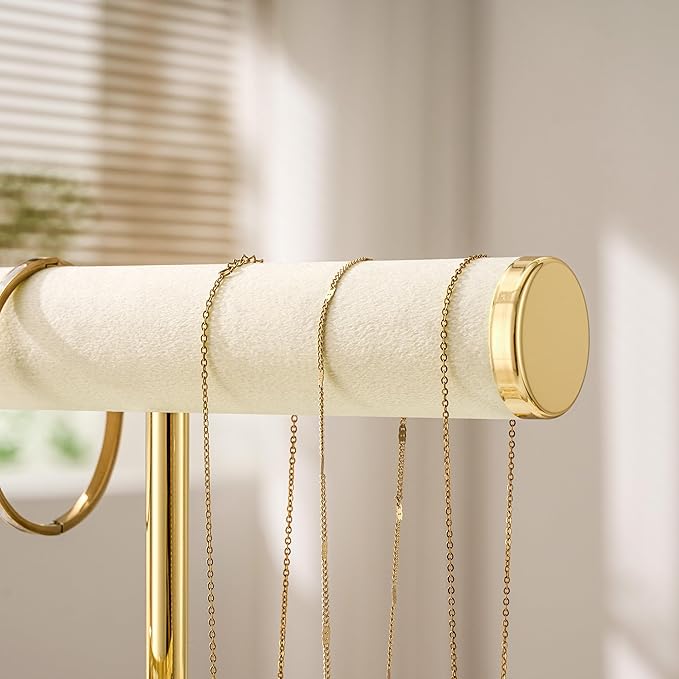 2 Tier Bracelet Holder Display - Detachable T Bar Beige Velvet Bracelet Holder, Jewelry Holder Organizer for Bracelet, Necklace, Earrings, Rings