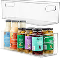 primebox Plastic Food Storage 2 Pack Clear Container Bin with Handles for Organizing Kitchen, Pantry, Fridge, Freezer, Pantry, Bathroom. 14"x6"5"