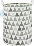 LANGYASHAN Laundry Basket Canvas Fabric Collapsible Organizer Basket for Storage Bin Toy Bins Gift Baskets Bedroom Clothes Children Nursery Hamper (Grey triangle)