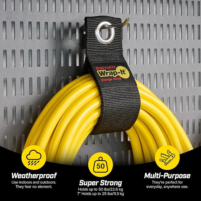 Heavy-Duty Wrap-It Storage Straps (Assorted 12 Pack) - Stocking Stuffer for Hanging Extension Cord Organizer for Cable Management and Storage on Garage Wall, RV Gadgets and Appliances