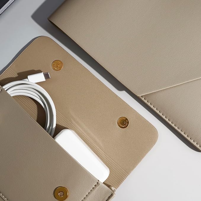 Laptop Sleeve Compatible with 2024 13inch MacBook Air M3,13 MacBook Pro M2, Surface Pro 3 4 5 6 7, Dell XPS 13 with Small Pouch, Mouse Pad and Cord Holder Color Khaki