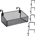 Bedside Shelf for Bed & Bunk Bed Storage Basket Office Cubical Wall Hanging Organizer - 5 Different Size Hooks - College Dorm Home Office Essentials for Phone,Book,Drink,Tissue (Black)