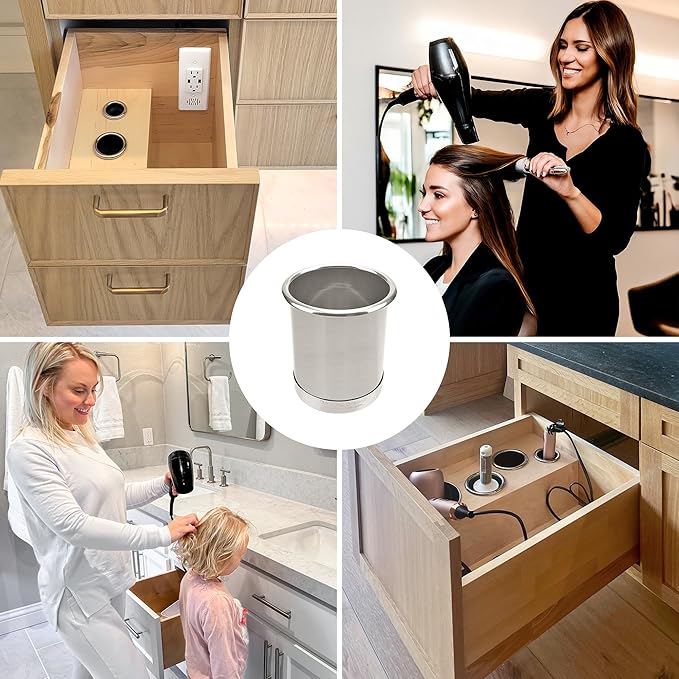 Docking Drawer 5" Stainless Steel Canister for Hot Tools, Capped Design, Safely Stow Styling Tools