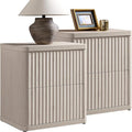 SICOTAS Night Stand Set of 2 Nightstands with 2 Drawers Storage Bedside Table Large Fluted Bed Side End Table Modern 24.4" Tall Wide Night Stands for Bedroom Living Room Sofa Couch Office, White Alder
