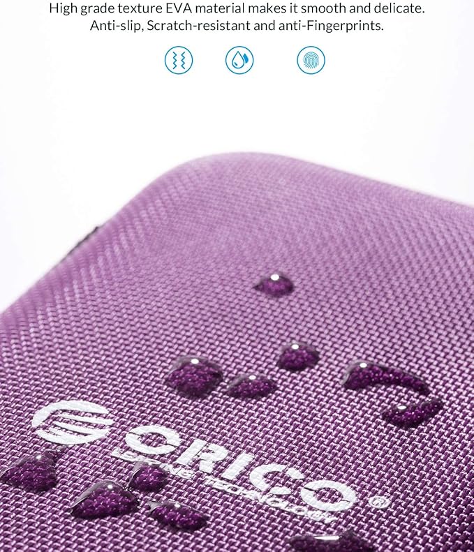 ORICO Hard Drive Case 2.5 inch External Drive Storage Carrying Bag Waterproof Shockproof with Inner Size 5.5x3.5x1.0inch for Organizing HDD and Electronic Accessories, Purple(PHD-25)
