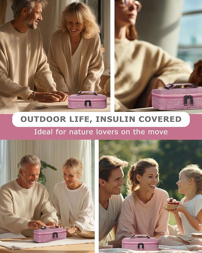 Insulin Vial Cooler Travel Case TSA Approved 300g Reusable Ice Brick Insulin Pen Case Holds 2 Pens and 2 Vials Long Lasting Medicine Cooler for Travel Camping and Outdoor Activities (Red)