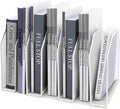 Adjustable Desk File Organizer,Detachable Office Folder Organizer,Compact Vertical Desk File Holder,Wrought Iron Paint,Suitable for Home, School, Office Classrooms (White - 7 grids)