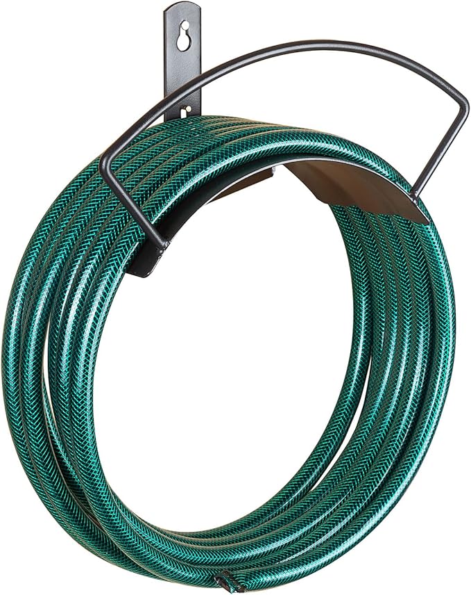Eastrans Wall Mount Garden Hose Holder, Heavy Duty Water Hose Holder Easily Holds Up to 125 Feet 3/4’’ Hose, Solid Metal & Rust-Free, Perfect Garden Hose Storage for Outside Yard Lawn,Black