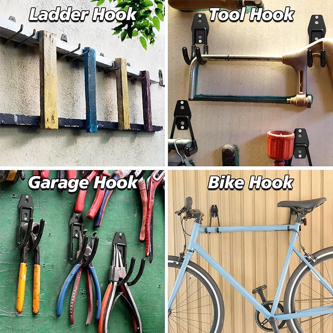 40 Pack Heavy Duty Garage Hooks,Solid Steel Wall Mount Hangers,with Anti-Slip Coating,for Hanging and Organising Ladder,Bike,Ropes,Broom,Garden,Yard and Power Tools