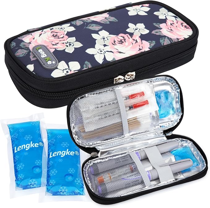YOUSHARES Insulin Cooler Travel Case - Portable Refrigerated Medicine Case for Insulin Pen, Medication and Diabetic Supplies with 2 TSA Approved Ice Pack