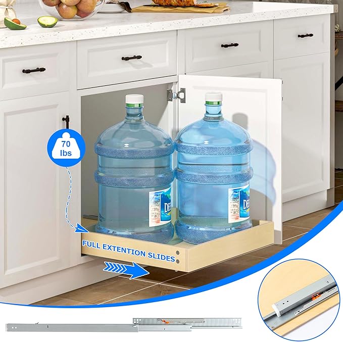 WelFurGeer Soft Close Pull Out Cabinet Organizer, 32" W x 22" D Pull Out Drawer for Cabinet, Bottom Mount Pull Out Drawers for Kitchen Cabinets, Durable Pullout Drawers for Home & Kitchen Organization