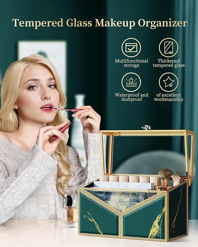 Lipstick Organizer Lipstick Holder - 24 Spaces, Tempered Glass Lip Gloss and Perfume Organizer,Vanity Lipstick Holder and Organizer.