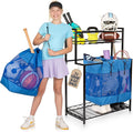 KASSELL Garage Sports Organizer Storage rack for sports equipment Ball, Heavy Duty Toy and Gear Storage Organizer with Grab and go bags (Blue)