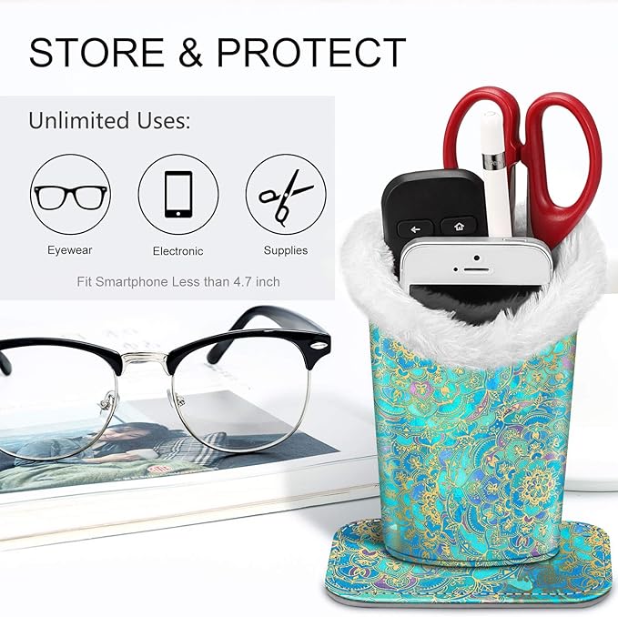 Fintie Plush Lined Eyeglasses Holder, Glasses Stand Case, Anti-scratch Glasses Storage Organizer for Desk, Nightstand, Office