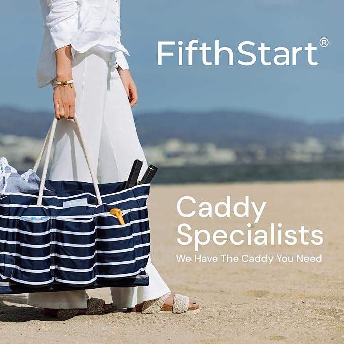 FifthStart Multiuse Cleaning Caddy with Waist & Shoulder Strap - Diaper Caddy & Beach Bag - 9 Pockets & Mesh Base - Adjustable Compartments (Black, Small) - Cleaning Supplies Organizer Bag