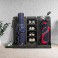 Wooden Golf Bag Storage Organizer Fits 2 Bags and Multiple Golfing Equipment Accessories, Golf Bag Rack Club Stand Holder Great Gifts for Any Level Golfer