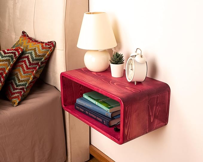 Floating Nightstand Wooden, Bedside Table, Nightstand Shelf, Handmade, Wall Mounted Bedside Shelf, Minimalist and Unique Style (Tokyo)