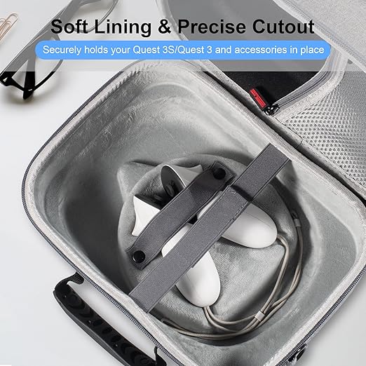 Large Carrying Case for Meta Quest 3/Quest 3S, Compatible with BOBOVR S3 Pro/Kiwi Design Battery Head Strap, Controllers & Accessories, Portable Hard Travel Case for Oculus Quest 3/3S Gray