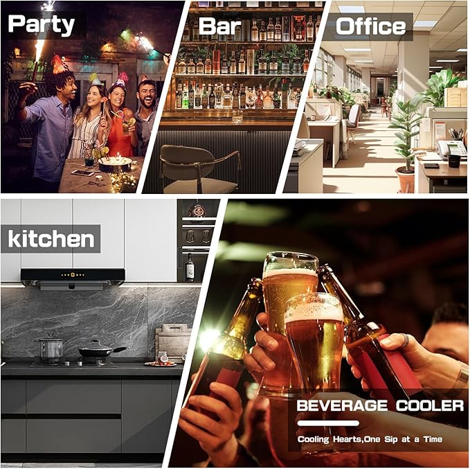 126 Can Mini Fridge - 3.2 Cu.Ft Beverage Refrigerator with Reversible Glass Door for Soda Wine Beer, Adjustable Temperature Control for Home Office Bar, Silvery(40-61 ℉)