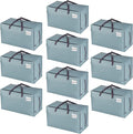 VENO 10 Pack Moving and Storage Bags, Heavy Duty, Alternative to Moving Boxes, Large Packing Totes Supplies for College Dorm Room with Zipper for Clothes, Wide Open Design (Light Blue Matte, 10 Pack)