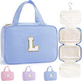 TOPEAST Christmas Gifts for Women Teen Girls Kids - Travel Hanging Toiletry Bag, Personalized Initial Toiletry Pouch, Birthday Gifts for Women Mom Daughter Sister Friends, Cruise Essentials, Blue L
