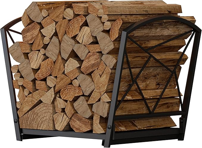 Fire Beauty Firewood Log Rack, Iron Wood Lumber Storage Holder for Fireplace, Heavy Duty Log Storage Bin for Firepit Stove Accessories
