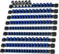 Socket Organizer Drive ABS Tools - Blue Socket Holder, Premium Quality 9 Pieces Socket Holders Kit 1/4-Inch x 48 Clips, 3/8-Inch x 45 Clips, 1/2-Inch x 36 Clips