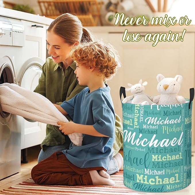 Custom Name Laundry Hamper, Personalized Laundry Baskets with Name for Boys Girls Women Men, Customized Collapsible Dirty Clothes Hamper Easy Storage Gifts for Bedroom Bathroom Living Room