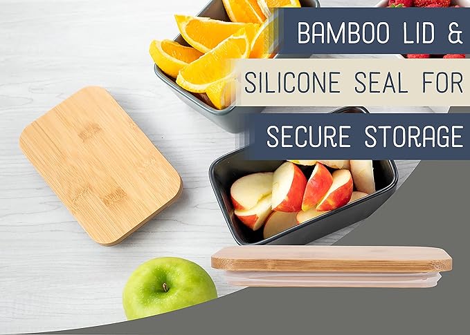 Nat & Jules Ceramic Stoneware 1/2 Pound, 2 Sticks Butter Dish with Airtight Bamboo Lid, Kitchen Accessory, Container Holder, Refrigerator Storage and Countertop Organization, Matte Navy Blue