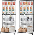 Grid Wall Panels, 2 Packs 3'x 6' Gridwall Display Stand with a Base Plate, Black Wire Grid Wall Display Rack, Craft Show Display Grid,Retail Display Stand