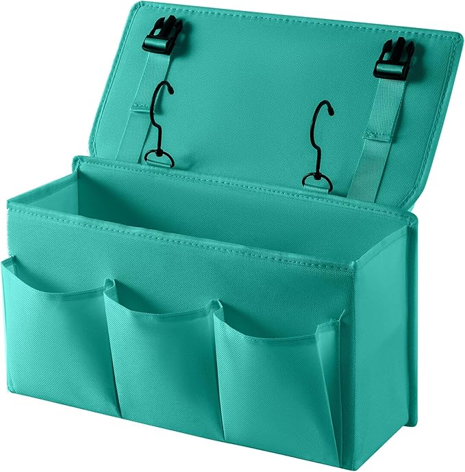 Bedside Caddy Bedside Storage Organizer,Bed Caddy With Thickened Material Suitable for Homes, Dormitories, Hospitals, Cribs, RVs，Great for Magazines,Books,Remote, Phone (Green)