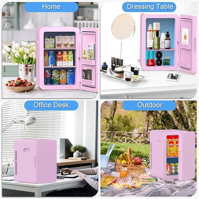 advwin 22L Mini Fridge for Bedroom, 30 Cans Portable Cooler & Warmer Compact Refrigerators with AC/DC Power for Skin Care, Beverage, Cosmetics, Food, Drinks, Office Desk Dorm Room
