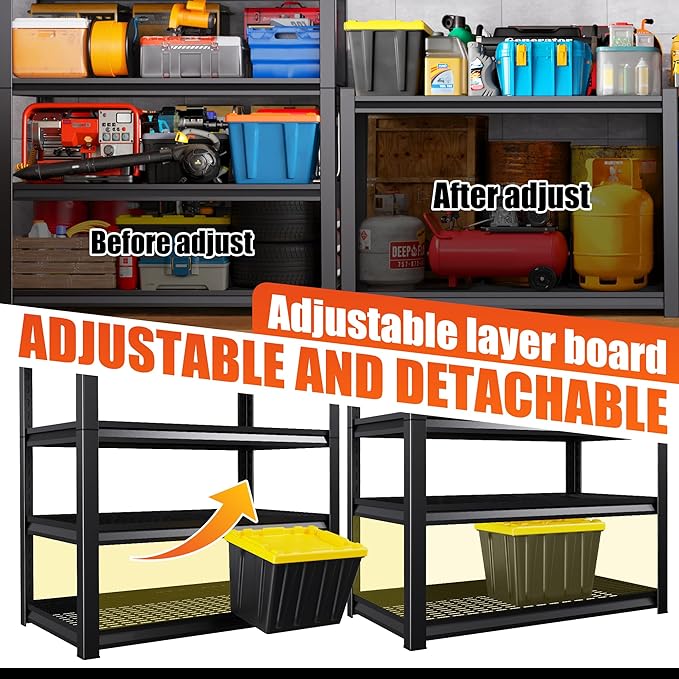 71" H Garage Shelving Heavy Duty Storage Shelves, 5-Tier Adjustable Metal Shelving Unit, Utility Garage Organizer Shelf for Basement, Pantry, Kitchen, Warehouse,17.7" D x 45.6" W x 71.2" H