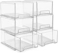 Sorbus Plastic Storage Bins Stackable Clear Pantry Organizer Box Bin for Organizing Kitchen Fridge, Food, Snack Pantry, Fruit, Vegetables, Bathroom, Wide & Narrow Deep (6 Pack)