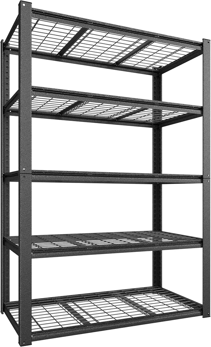 BlueWish Heavy Duty Adjustable Shelves, 24’’x48’’x72’’ Tool Utility Shelves Metal Garage Shelving Unit, 5-Tier Utility Storage Organizer Racks 3000LBS Utility Racks for Industrial