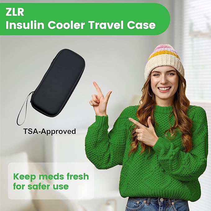 ZLR Insulin Cooler Travel Case with 2 x 90g Ice Packs, TSA Approved Diabetetes Insulin Pen Bag, Easy to Carry Medicine Insulated Cool Organizer for Diabetic, Small