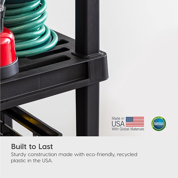 IRIS USA 4-Shelf Extra Heavy Duty Deep Plastic Storage Shelves, 800lb Capacity, 57" H x 36" W x 24" D, Large Modular Shelving Unit Storage Organizer for Garage, Home, Warehouse & Gym, Rack - Black