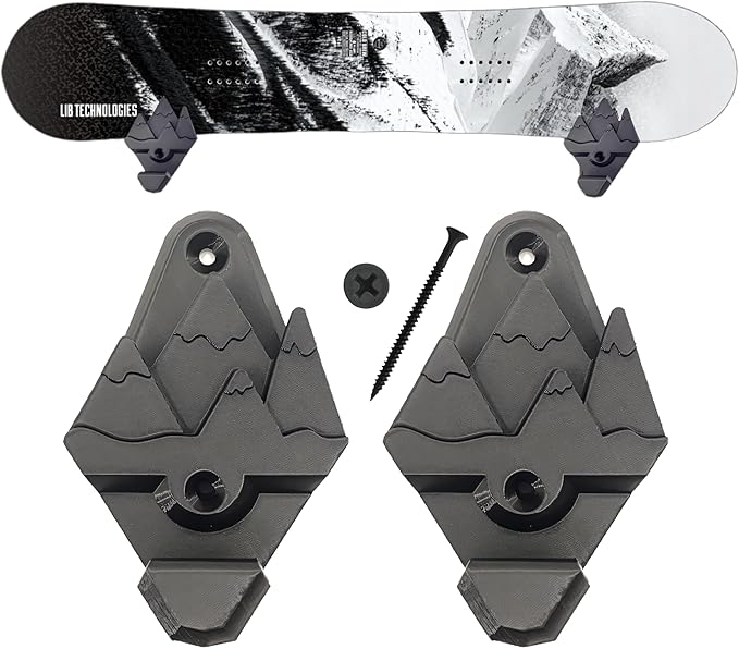 Snowboard Wall Mounts, Fits Any Snowboard, Snowboard Storage Rack, Wall Art, Winter Sports Accessories (Black)