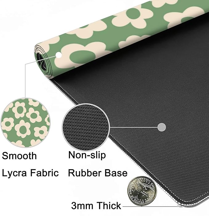 Gaming Mouse Mat Vintage Groovy Flowers Large Mouse Pad Extended Mouse Pad Desk Mat Non-Slip Rubber Base Mice Pad Desk Pad for Office Game Home 35.4x15.75 in